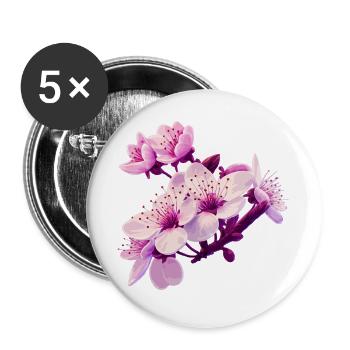 Pink Blossom - Buttons groß 56 mm (5er Pack) - Weiß - Vorne