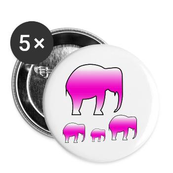 Elefanten - Buttons groß 56 mm (5er Pack) - Weiß - Vorne
