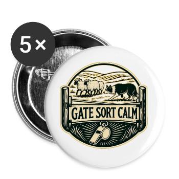GATE SORT CALM Hund - Buttons groß 56 mm (5er Pack) - Weiß - Vorne