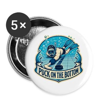 PUCK ON THE BOTTOM - Buttons groß 56 mm (5er Pack) - Weiß - Vorne