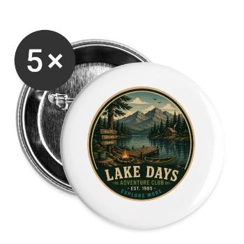 Lake Days Vintage Adventure Graphic - Buttons large 2.2''/56 mm (5-pack) - white - Front