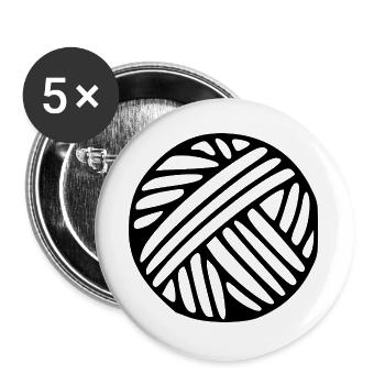Wollknäuel Wolle Geschenk - Buttons groß 56 mm (5er Pack) - Weiß - Vorne