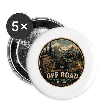 Offroad-Vintage-Abenteuergrafik - Buttons groß 56 mm (5er Pack) - Weiß - Vorne