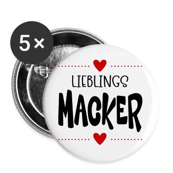 Macker Liebling - Buttons groß 56 mm (5er Pack) - Weiß - Vorne