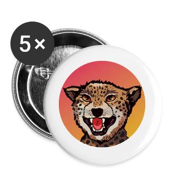 Farbenfrohes Leopard Design im Retro Look - Buttons groß 56 mm (5er Pack) - Weiß - Vorne