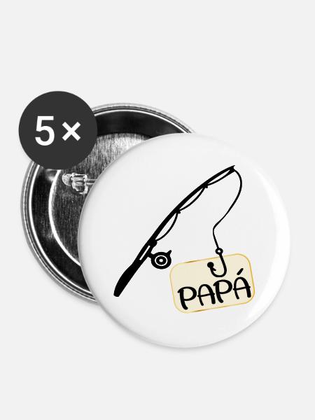 Spanischer Fischer, Papa - Buttons groß 56 mm (5er Pack) - Weiß