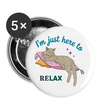 Entspannte Katze  - Buttons groß 56 mm (5er Pack) - Weiß - Vorne
