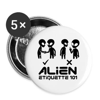 Alien Etqiuette 101 Noir - Lot de 5 grands badges (56 mm) - blanc - Devant