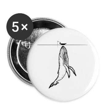 Fischerei und Walfang | Minimalistisches Design - Buttons groß 56 mm (5er Pack) - Weiß - Vorne