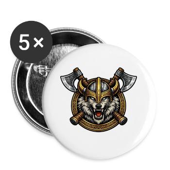 Viking Wolf Helmet Emblem - Buttons large 2.2''/56 mm (5-pack) - white - Front