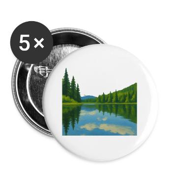 Forest reflections on a peaceful lake - Buttons large 2.2''/56 mm (5-pack) - white - Front