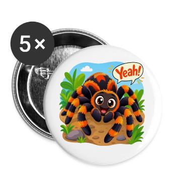 Lustige Spinne - Buttons groß 56 mm (5er Pack) - Weiß - Vorne