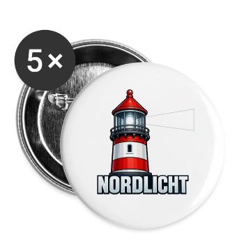 Nordlicht Leuchtturm - Buttons groß 56 mm (5er Pack) - Weiß - Vorne