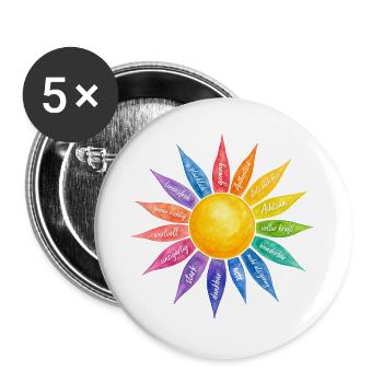 Achtsamkeit ich bin genung - Buttons groß 56 mm (5er Pack) - Weiß - Vorne