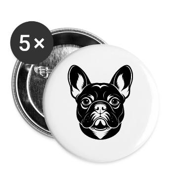 Französischer Bulldogge - Buttons groß 56 mm (5er Pack) - Weiß - Vorne