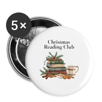 Christmas Reading Club Books Christmas - Buttons large 2.2''/56 mm (5-pack) - white - Front