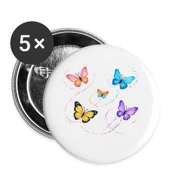 Butterflies - Buttons large 2.2''/56 mm (5-pack) - white - Front
