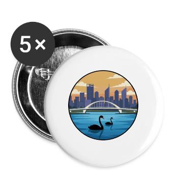 Perth Australien Swan River Skyline-Aufkleber - Buttons groß 56 mm (5er Pack) - Weiß - Vorne