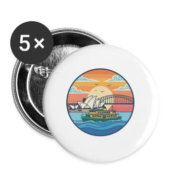 Sydney Opera House & Harbour Bridge Sticker - Buttons large 2.2''/56 mm (5-pack) - white - Front