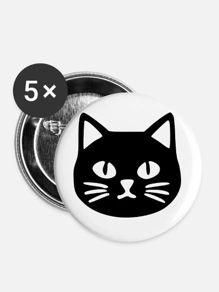Katzengesicht Katze Geschenk Katzenliebhaber - Buttons groß 56 mm (5er Pack) - Weiß