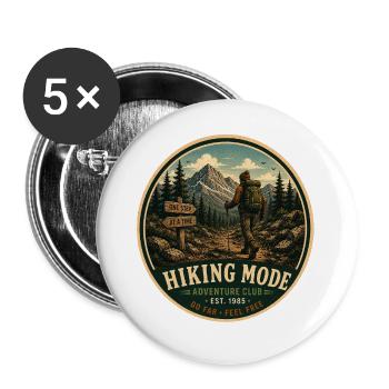 Mode randonnée Vintage Adventure Graphique - Lot de 5 grands badges (56 mm) - blanc - Devant