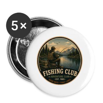 Angelclub Vintage Abenteuergrafik - Buttons groß 56 mm (5er Pack) - Weiß - Vorne
