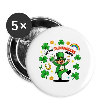 Shenanigans Begin Leprechaun - Buttons large 2.2''/56 mm (5-pack) - white - Front