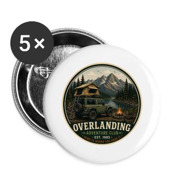 Overlanding Vintage Adventure Graphic - Buttons large 2.2''/56 mm (5-pack) - white - Front