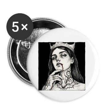 Königin der Nächte Tattoo - Buttons groß 56 mm (5er Pack) - Weiß - Vorne