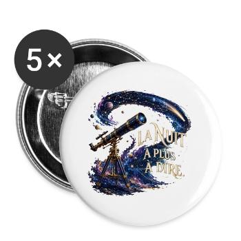 Nuit Cosmique et Télescope - Lot de 5 grands badges (56 mm) - blanc - Devant