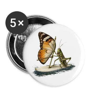 Grasshopper on surfboard with butterfly sail - Buttons large 2.2''/56 mm (5-pack) - white - Front