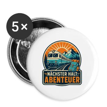 Nächster Halt Abenteuer Zugreise - Buttons groß 56 mm (5er Pack) - Weiß - Vorne