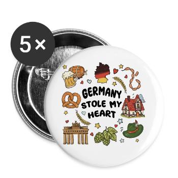 Germany Souvenir - Buttons groß 56 mm (5er Pack) - Weiß - Vorne