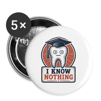 Lustiges Design für den Zahnabschluss mit Weisheitszahnzahn - Buttons groß 56 mm (5er Pack) - Weiß - Vorne