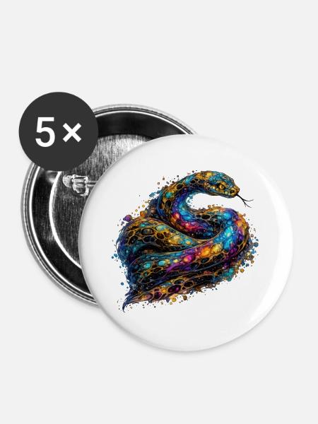 Celestial Serpent - Buttons large 2.2''/56 mm (5-pack) - white