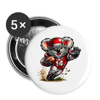 Cute koala playing American football - Buttons large 2.2''/56 mm (5-pack) - white - Front