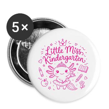 Little Miss Kindergarten - Cute Axolotl - Buttons large 2.2''/56 mm (5-pack) - white - Front
