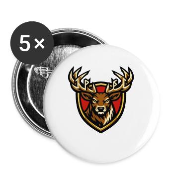 Hirsch im Wappenstil - Buttons groß 56 mm (5er Pack) - Weiß - Vorne