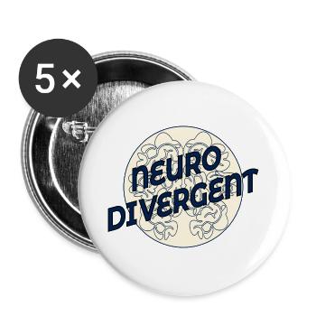 NEURODIVERGENT NEURODIVERSITY - Buttons large 2.2''/56 mm (5-pack) - white - Front