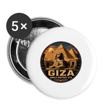 Giza Egypt Pyramids Vintage Travel Badge - Buttons large 2.2''/56 mm (5-pack) - white - Front