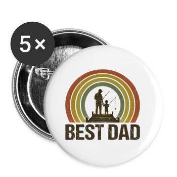 Bester Vater beim Angeln - Buttons groß 56 mm (5er Pack) - Weiß - Vorne