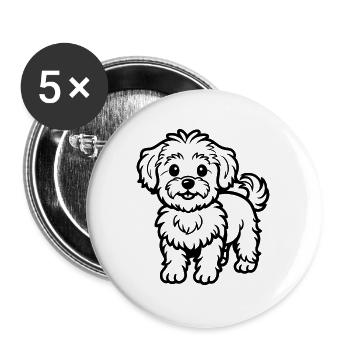 Maltipoo - Buttons groß 56 mm (5er Pack) - Weiß - Vorne