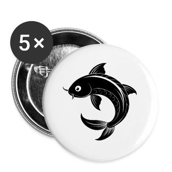 Koi-Fisch - Buttons groß 56 mm (5er Pack) - Weiß - Vorne