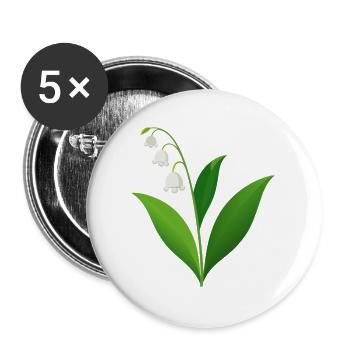 Maiglöckchen - Buttons groß 56 mm (5er Pack) - Weiß - Vorne