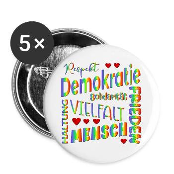 Regenbogen Wählen Demokratie - Buttons groß 56 mm (5er Pack) - Weiß - Vorne