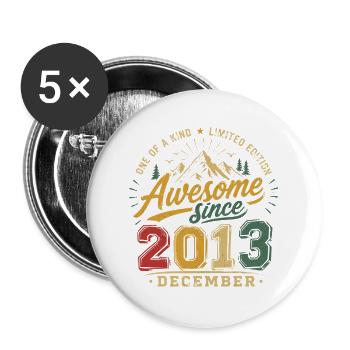 Vintage-Geburtstagsgeschenk für Dezember 2013 - Buttons groß 56 mm (5er Pack) - Weiß - Vorne