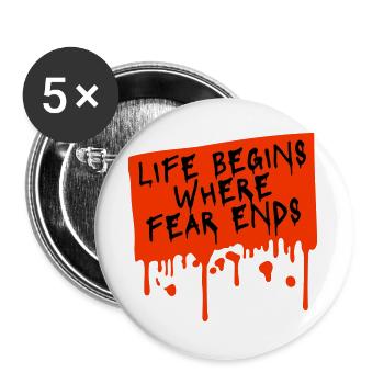 La vie commence là où la peur s’arrête Citation motivationnelle Logo - Lot de 5 grands badges (56 mm) - blanc - Devant