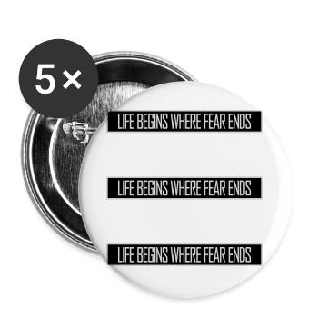 La vie commence là où la peur s’arrête Citation motivationnelle Logo - Lot de 5 grands badges (56 mm) - blanc - Devant