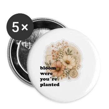 Blumenzeit Vintage Bouquet - Buttons groß 56 mm (5er Pack) - Weiß - Vorne