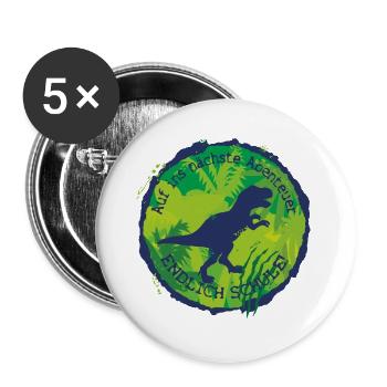 Dino Adventure Finally School T-Rex – Schoolchild - Buttons large 2.2''/56 mm (5-pack) - white - Front